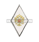Значок Ромб ВА / ВУ обр. 2007 г. (белый с серебр. кантом - высшая военная оперативно-тактическая подготовка) хол.эм.