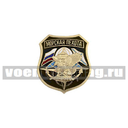 Значок Морская пехота (щит черный с накладным орлом), горячая эмаль