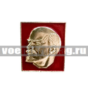 Значок Ленин на красном фоне, на булавке