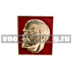 Значок Ленин на красном фоне, на булавке