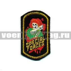 Нашивка Special forces (скелет в краповом берете с кинжалом) (вышитая)